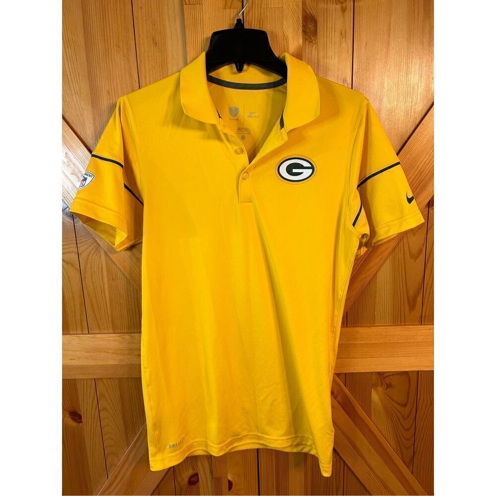 Nike NFL Equipment Dri-Fit Training Polo Shirt Mens Size Small Green Bay Packers